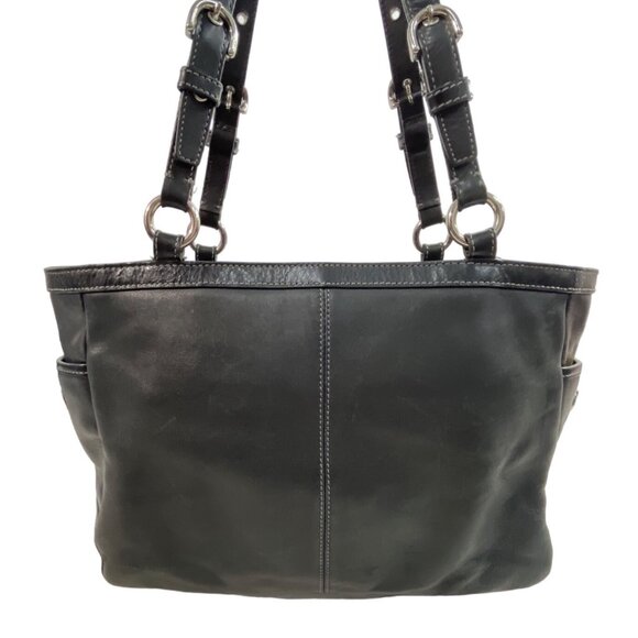 Coach East West Gallery pleated Leather Silver Tone Detail Shoulder Bag Sz M - Picture 8 of 16